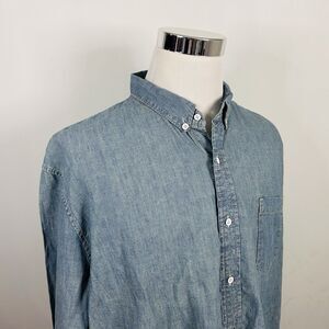 Lucky Brand 2XL Slim Fit Chambray Denim Shirt Blue Wash Button Down Cotton